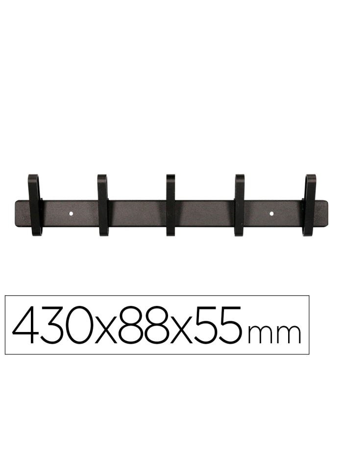 Perchero liderpapel pared metalico 5 colgadores color negro 430x88x55 mm Perchero liderpapel pared metalico 5 colgadores color negro 430x88x55 mm