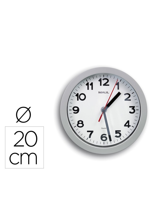 Reloj maul step de pared redondo 20 cm diametro electrico color plata Reloj maul step de pared redondo 20 cm diametro electrico color plata