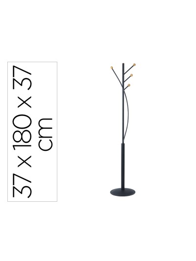 Perchero metalico maul laura 4 colgadores madera color negro 370x1800x370 mm