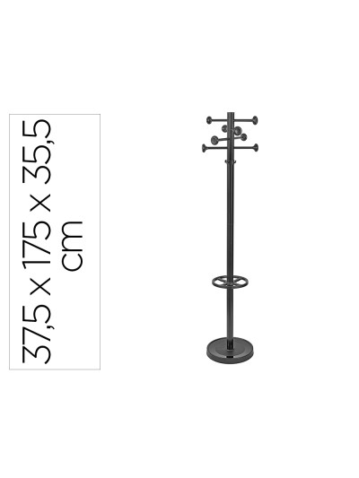 Perchero metalico maul grando 8 colgadores y paraguero color negro 375x1750x365 mm