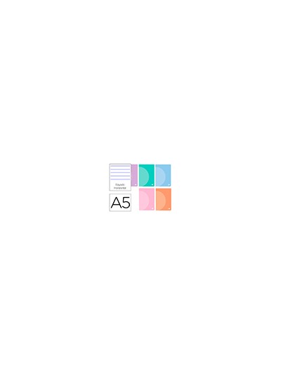 Libreta liderpapel 360 tapa de plastico a5 48 hojas 90g/m2 horizontal con doble margen colores pastel