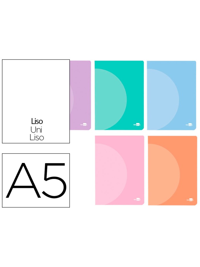 Libreta liderpapel 360 tapa de plastico a5 48 hojas 90g/m2 liso sin margen colores pastel surtidos Libreta liderpapel 360 tapa de plastico a5 48 hojas 90g/m2 liso sin margen colores pastel surtidos