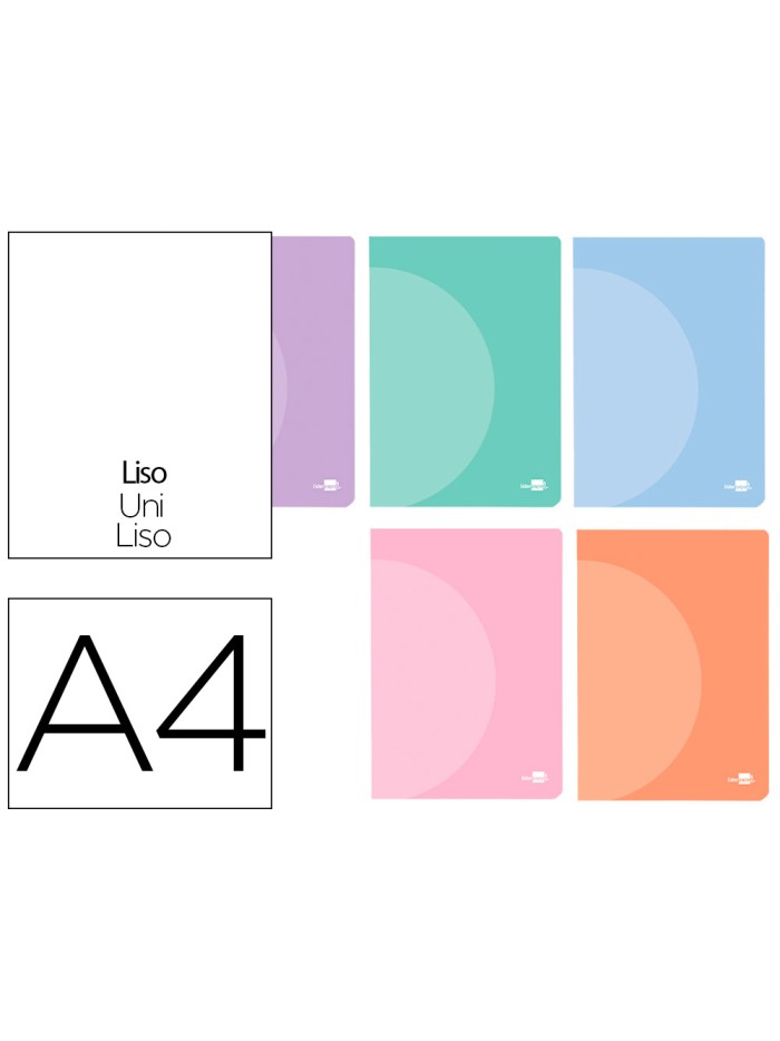 Libreta liderpapel 360 tapa de plastico a4 48 hojas 90g/m2 liso sin margen colores pastel surtidos Libreta liderpapel 360 tapa de plastico a4 48 hojas 90g/m2 liso sin margen colores pastel surtidos