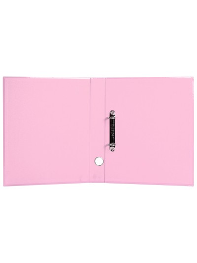 Carpeta de 2 anillas 25 mm mixtas liderpapel a4 forrado color system con ollao y tarjetero rosa