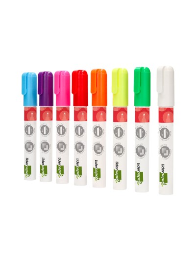 Rotulador liderpapel tiza liquida punta redonda trazo 6 mm caja de 8 unidades colores surtidos