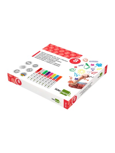 Rotulador liderpapel tiza liquida punta redonda trazo 6 mm caja de 8 unidades colores surtidos