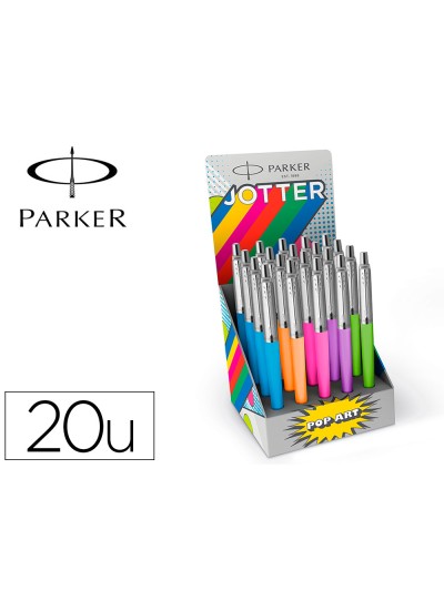 Boligrafo parker jotter originals pop art edicion especial expositor de 20 unidades colores surtidos