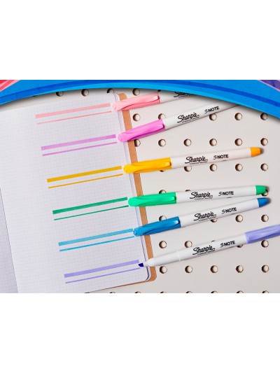 Rotulador sharpie permanente s-note punta biselada trazo 1,2 /3,87 mm blister 4 unidades colores surtidos