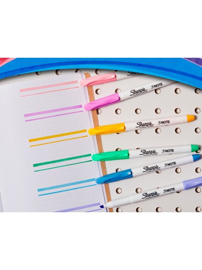 Rotulador sharpie permanente s-note punta biselada trazo 1,2 /3,87 mm blister 12 unidades colores surtidos