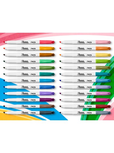 Rotulador sharpie permanente s-note punta biselada trazo 1,2 /3,87 mm blister 12 unidades colores surtidos