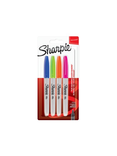 Rotulador sharpie permanente fino blister 4 unidades colores fantasia surtidos