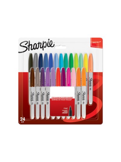 Rotulador sharpie permanente fino blister 24 unidades colores surtidos
