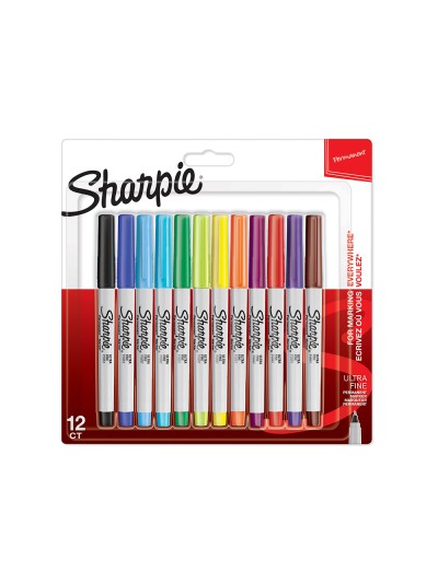 Rotulador sharpie permanente ultrafino blister 12 unidades colores surtidos