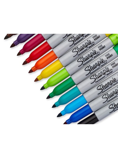 Rotulador sharpie permanente fino blister 12 unidades colores surtidos
