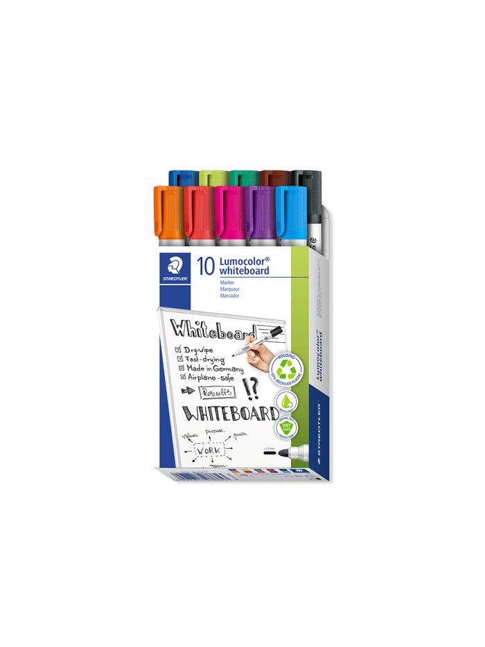 Rotulador staedtler lumocolor 351 para pizarra blanca punta redonda 2 mm recargable caja 10 unidades colores surtidos Rotulador staedtler lumocolor 351 para pizarra blanca punta redonda 2 mm recargable caja 10 unidades colores surtidos