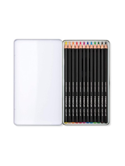 Lapices de colores staedtler super soft caja metal de 12 colores surtidos