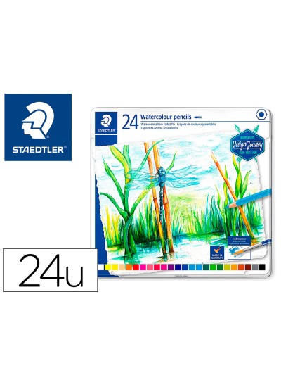 Lapices de colores staedtler acuarelables caja metal de 24 unidades colores surtidos