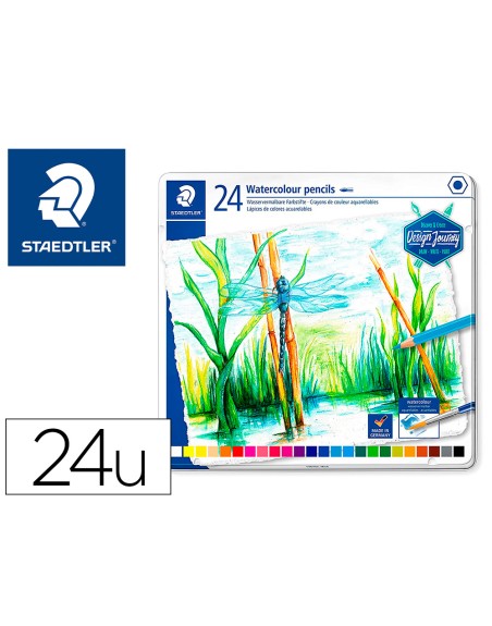 Lapices de colores staedtler acuarelables caja metal de 24 unidades colores surtidos