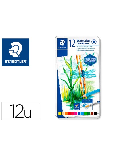 Lapices de colores staedtler acuarelables caja metal de 12 unidades colores surtidos