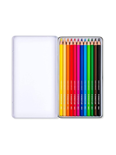 Lapices de colores staedtler acuarelables caja metal de 12 unidades colores surtidos
