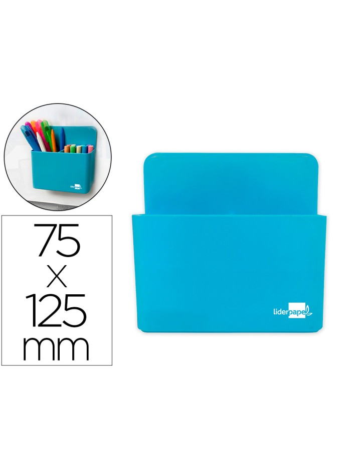 Cubilete portalapices liderpapel azul claro opaco plastico magnetico 125x75x40 mm Cubilete portalapices liderpapel azul claro opaco plastico magnetico 125x75x40 mm