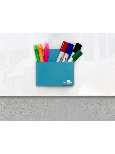 Cubilete portalapices liderpapel azul claro opaco plastico magnetico 125x75x40 mm