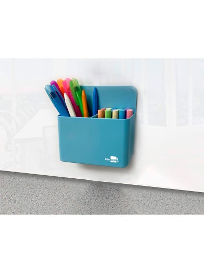Cubilete portalapices liderpapel azul claro opaco plastico magnetico 125x75x40 mm