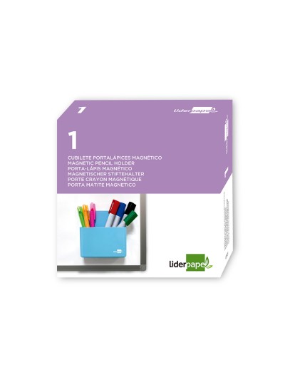 Cubilete portalapices liderpapel azul claro opaco plastico magnetico 125x75x40 mm