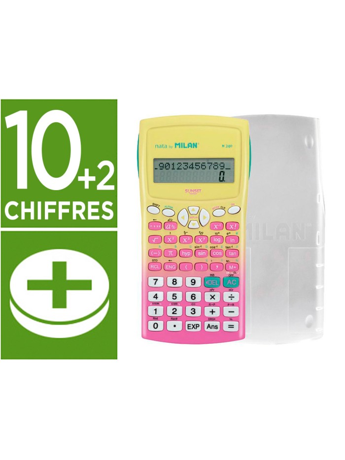 Calculadora milan cientifica m240 sunset tapa translucida 2 lineas 240 funciones 10+2 digitos color rosa /amarillo Calculadora milan cientifica m240 sunset tapa translucida 2 lineas 240 funciones 10+2 digitos color rosa /amarillo