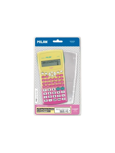 Calculadora milan cientifica m240 sunset tapa translucida 2 lineas 240 funciones 10+2 digitos color rosa /amarillo