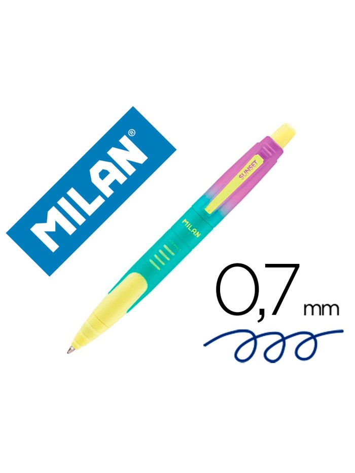 Boligrafo milan compact sunset retractil tinta azul punta 1 mm colores surtidos Boligrafo milan compact sunset retractil tinta azul punta 1 mm colores surtidos
