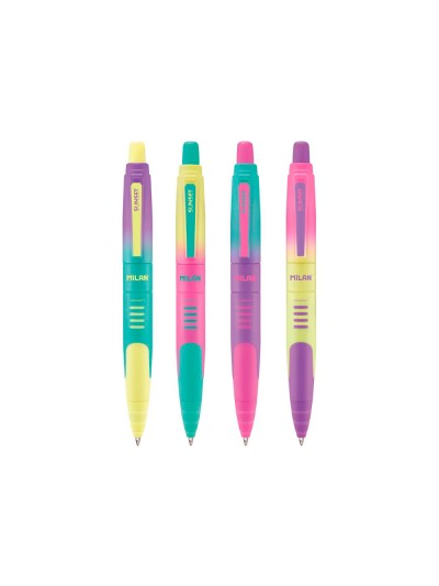 Boligrafo milan compact sunset retractil tinta azul punta 1 mm colores surtidos