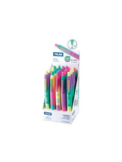Boligrafo milan compact sunset retractil tinta azul punta 1 mm colores surtidos