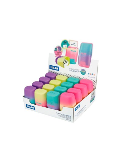 Sacapuntas milan compact sunset plastico 2 usos con goma de borrar colores surtidos