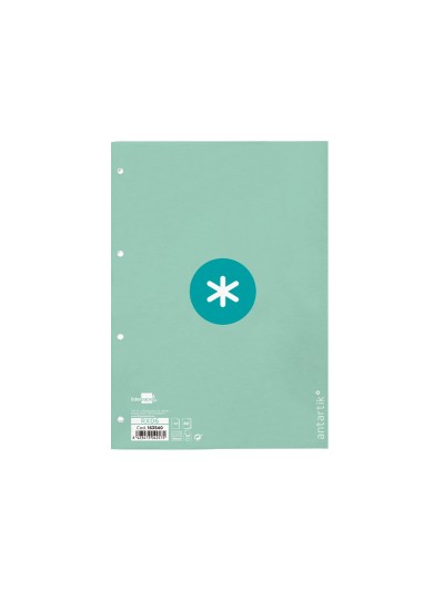 Recambio a4 antartik 80 hojas 90g/m2 cuadro 5 mm 4 taladros 1 banda marco color menta