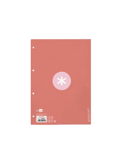 Recambio a4 antartik 80 hojas 90g/m2 cuadro 5 mm 4 taladros 1 banda marco color rosa