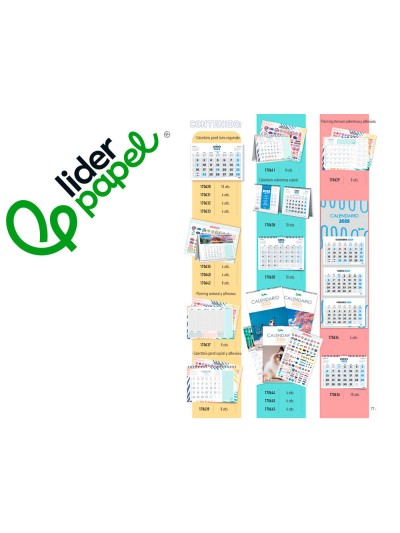 Calendarios liderpapel 2025 pack de 24 unidades diseños surtidos lote
