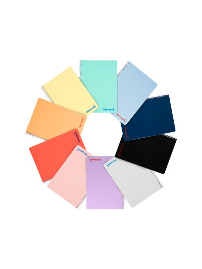 Cuaderno espiral liderpapel a4 wonder tapa plastico 80h 90gr cuadro 5mm con margen colores surtidos