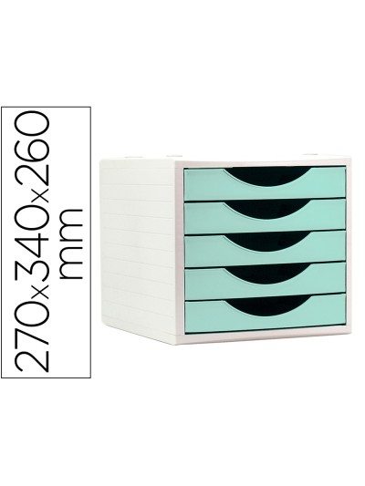 Fichero cajones de sobremesa archivo 2000 5 cajones color verde pastel 270x340x260 mm
