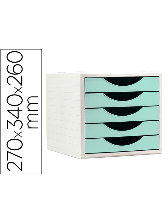 Fichero cajones de sobremesa archivo 2000 5 cajones color verde pastel 270x340x260 mm Fichero cajones de sobremesa archivo 2000 5 cajones color verde pastel 270x340x260 mm