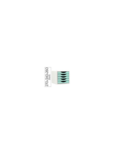Fichero cajones de sobremesa archivo 2000 5 cajones color verde pastel 270x340x260 mm