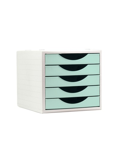 Fichero cajones de sobremesa archivo 2000 5 cajones color verde pastel 270x340x260 mm