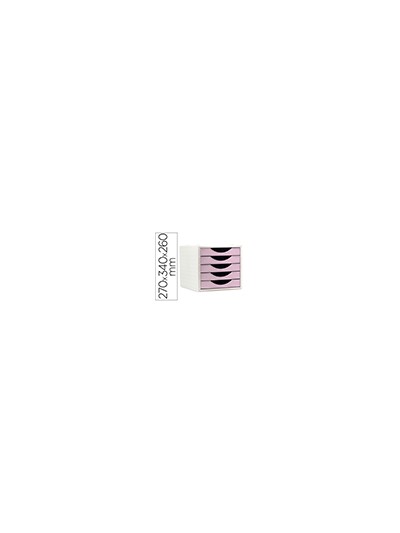 Fichero cajones de sobremesa archivo 2000 5 cajones color rosa pastel 270x340x260 mm