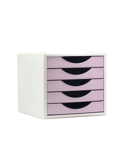 Fichero cajones de sobremesa archivo 2000 5 cajones color rosa pastel 270x340x260 mm