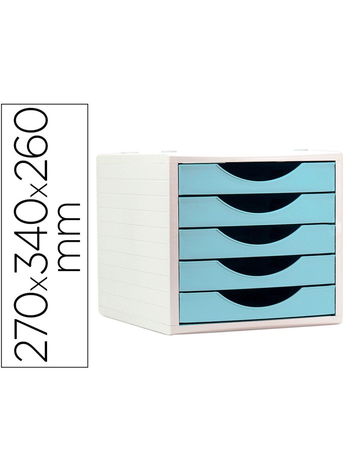 Fichero cajones de sobremesa archivo 2000 5 cajones color azul pastel 270x340x260 mm Fichero cajones de sobremesa archivo 2000 5 cajones color azul pastel 270x340x260 mm