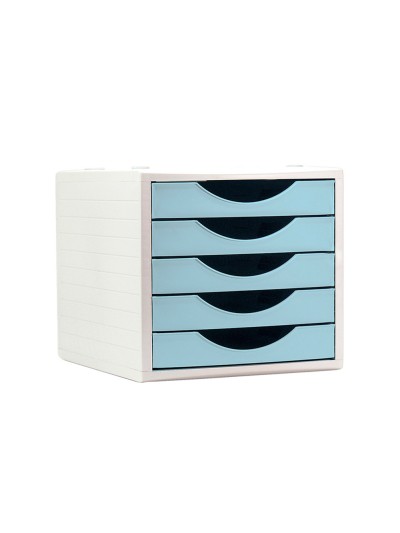 Fichero cajones de sobremesa archivo 2000 5 cajones color azul pastel 270x340x260 mm