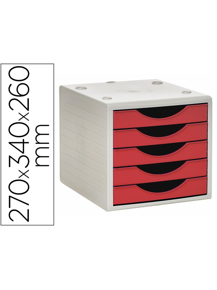 Fichero cajones de sobremesa archivo 2000 5 cajones color rojo opaco 270x340x260 mm Fichero cajones de sobremesa archivo 2000 5 cajones color rojo opaco 270x340x260 mm