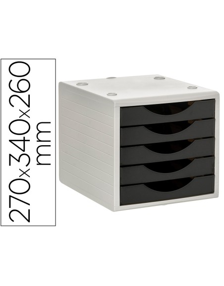 Fichero cajones de sobremesa archivo 2000 5 cajones color negro opaco 270x340x260 mm