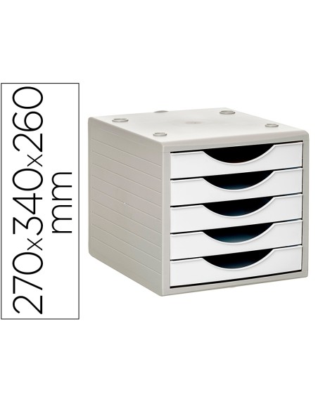 Fichero cajones de sobremesa archivo 2000 5 cajones color blanco opaco 270x340x260 mm