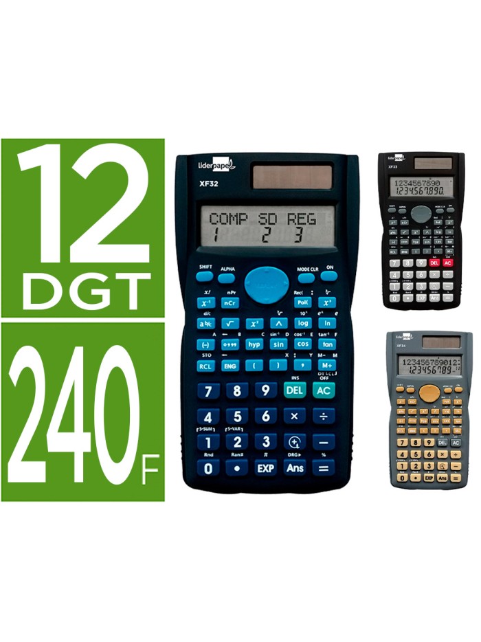 Calculadora liderpapel cientif ica xf35 240 funciones con tapa solar y pilas expositor de 10 unidades colores surtidos Calculadora liderpapel cientif ica xf35 240 funciones con tapa solar y pilas expositor de 10 unidades colores surtidos